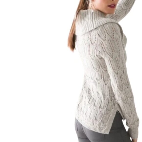 White House Black Market Womens Cowl Neck Sweater Shimmer Biscotti Lunar XL New - Picture 4 of 8